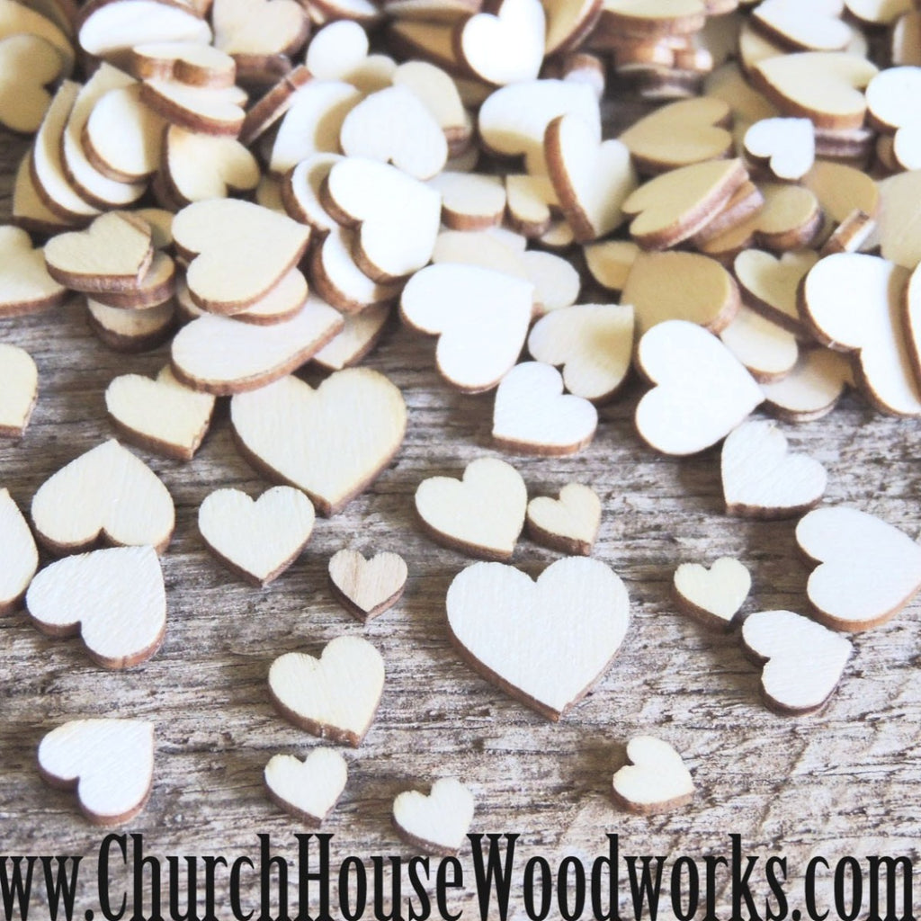 50 Tiny Mini Wood Hearts- DIY Crafts Rustic Weddings – Church House  Woodworks